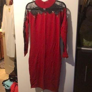 Venus red dress black lace M